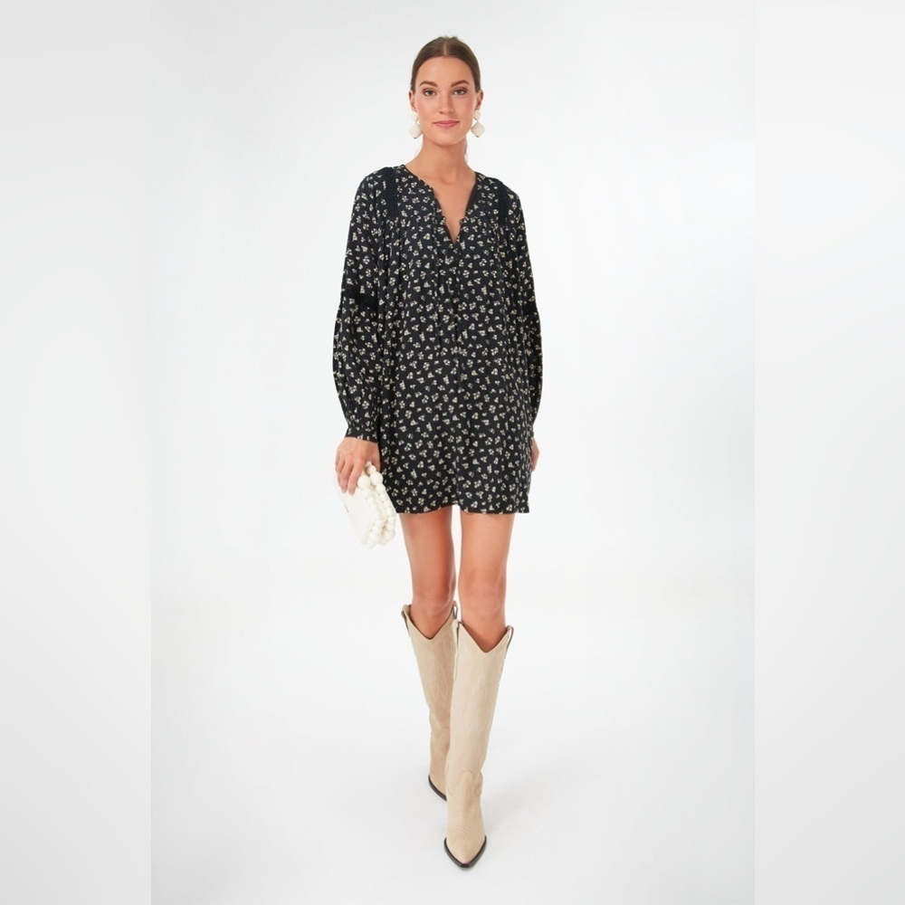 Tuckernuck LOST + WANDER Black Cream Floral Twilight Dreams Mini Dress NWT
